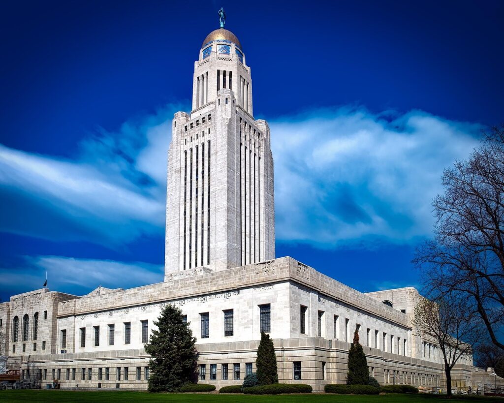 lincoln, nebraska, capitol, building, landmark, historic, state, government, architecture, sky, clouds, facade, hdr, nature, tower